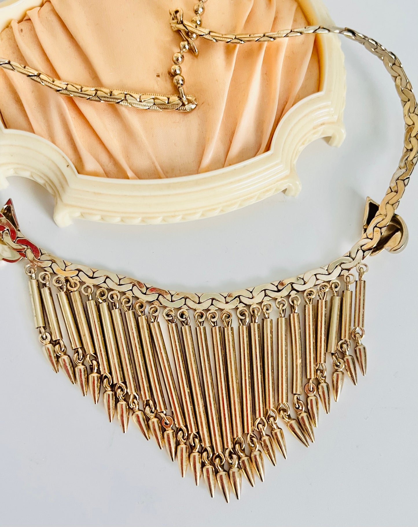 Vintage 1940s Gold Bib Deco Style Necklace