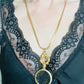 Vintage Ornate Gold Tone Magnifying Glass Chain Necklace