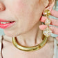 Vintage Ab Lucite Gold Bouncy Clip Earrings