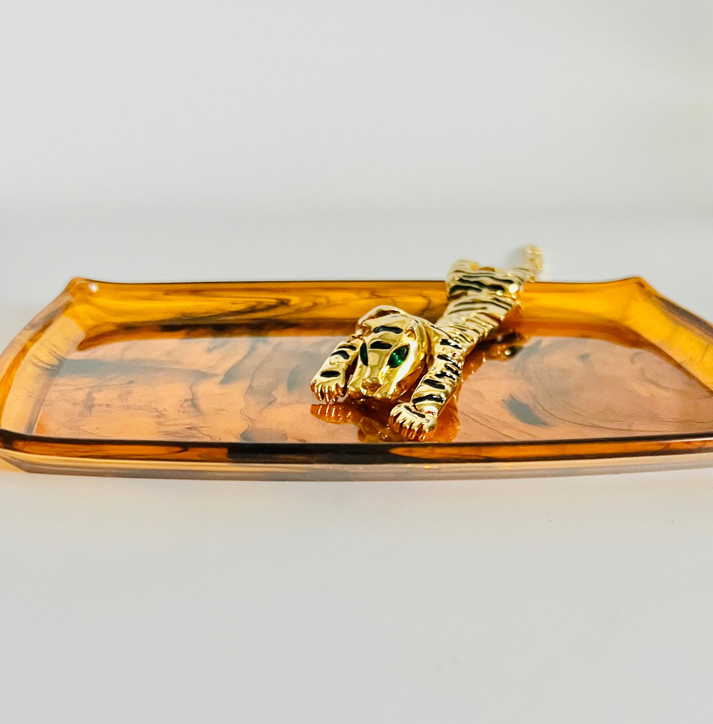 Vintage Faux Tortoise Shell Flat Jewelry Tray