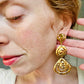 Vintage Large Shiny Gold Spiral Pierced Earrings
