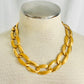 Vintage Napier Large Oval Shiny and Brushed Gold Chain Link Necklace
