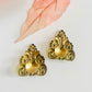 Vintage Ornate Brass Triangle Victorian Revival Style Earrings