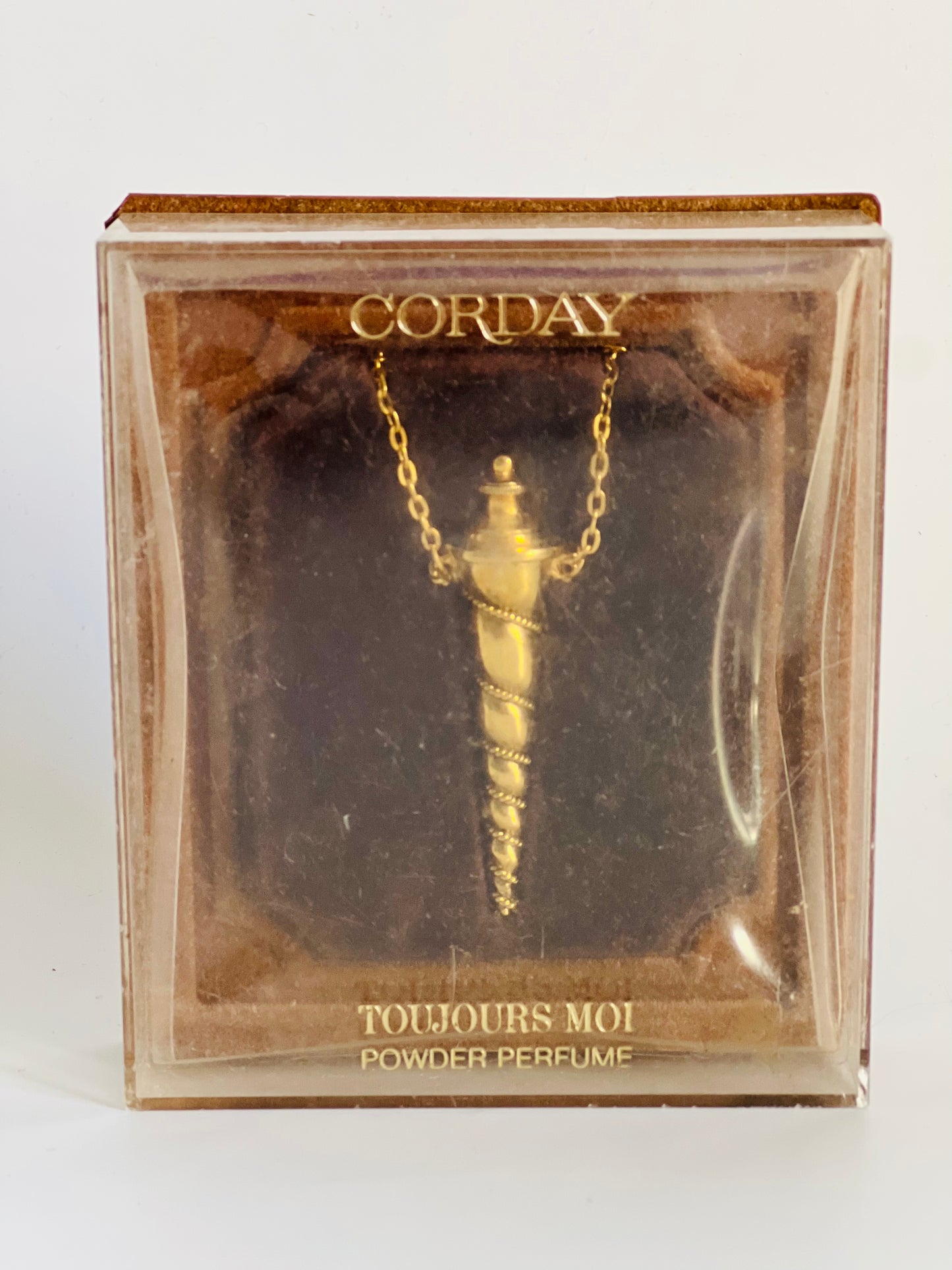 Rare 1960s Corday Fame Unicorn Horn Perfume Bottle Necklace in Original Box