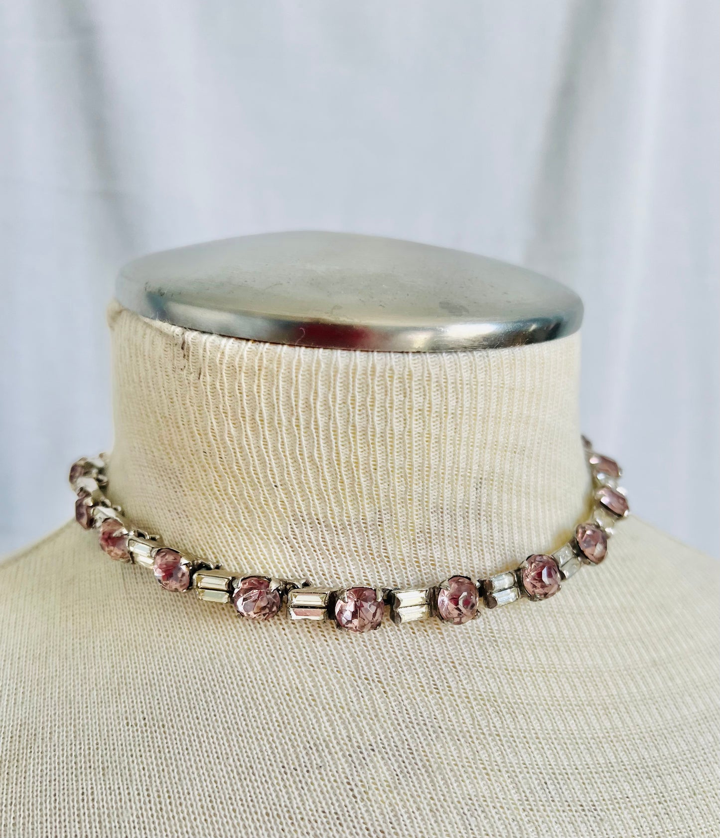 Vintage 1930s Lavender and Clear Glass Choker Necklace