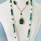 Vintage Green Wrapped Glass Pendant Necklace