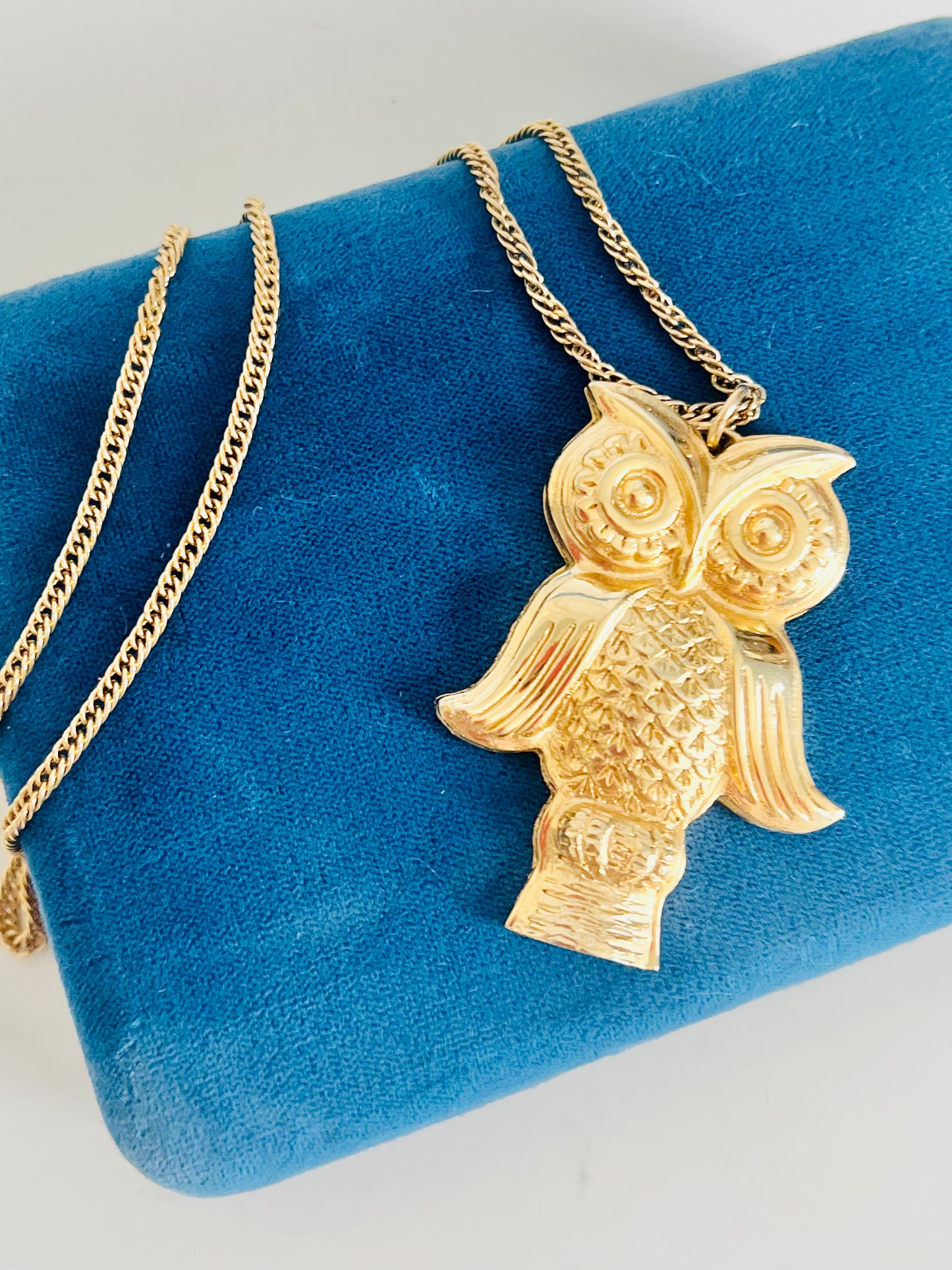 Vintage Bergere Whistling Owl Gold Pendant Necklace