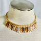 Vintage 1970s Mixed Metal Dangling Leaves Choker Necklace