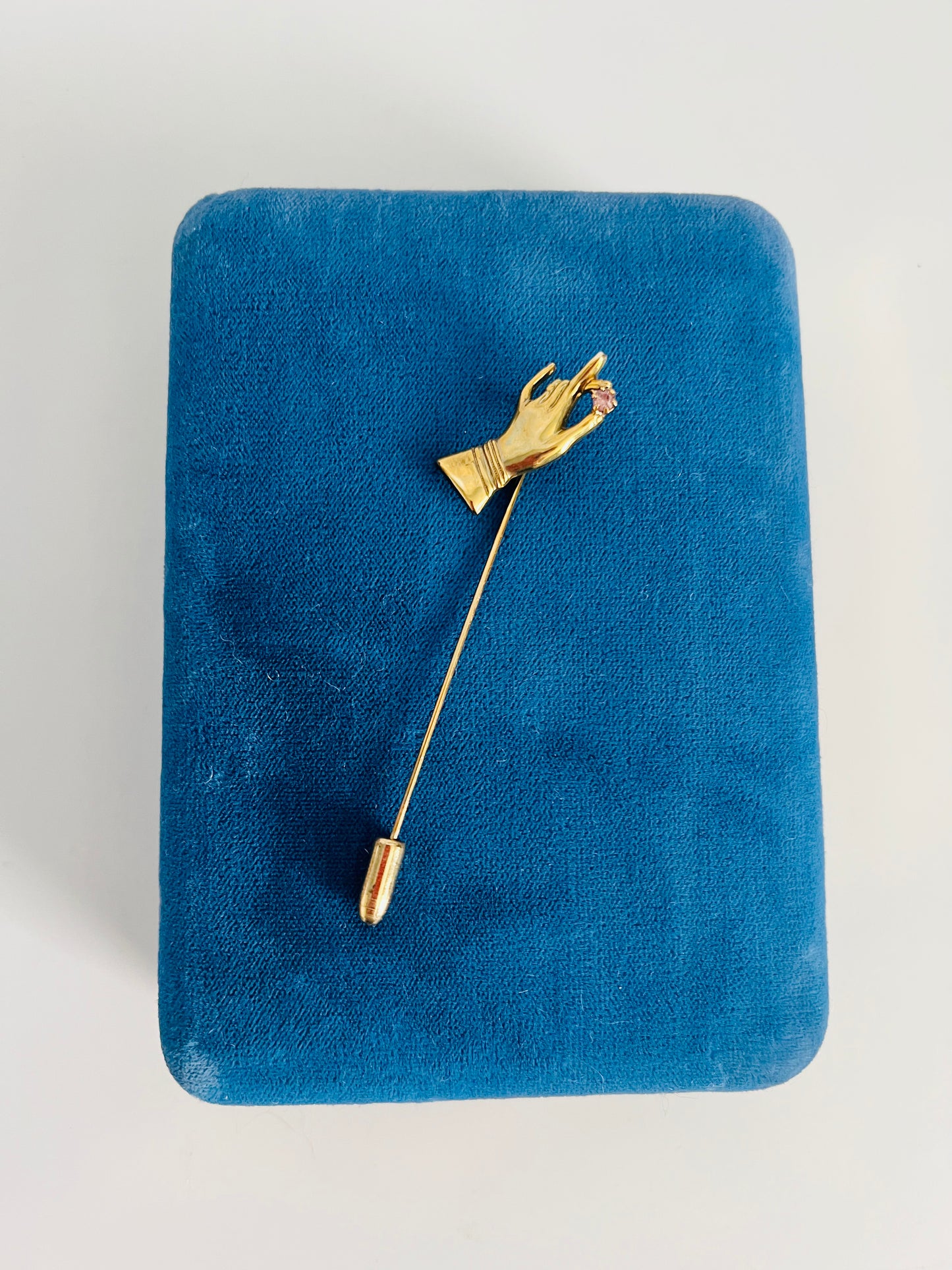 Deadstock Vintage Gold 1970s Figural Hand Stick Pin Brooch