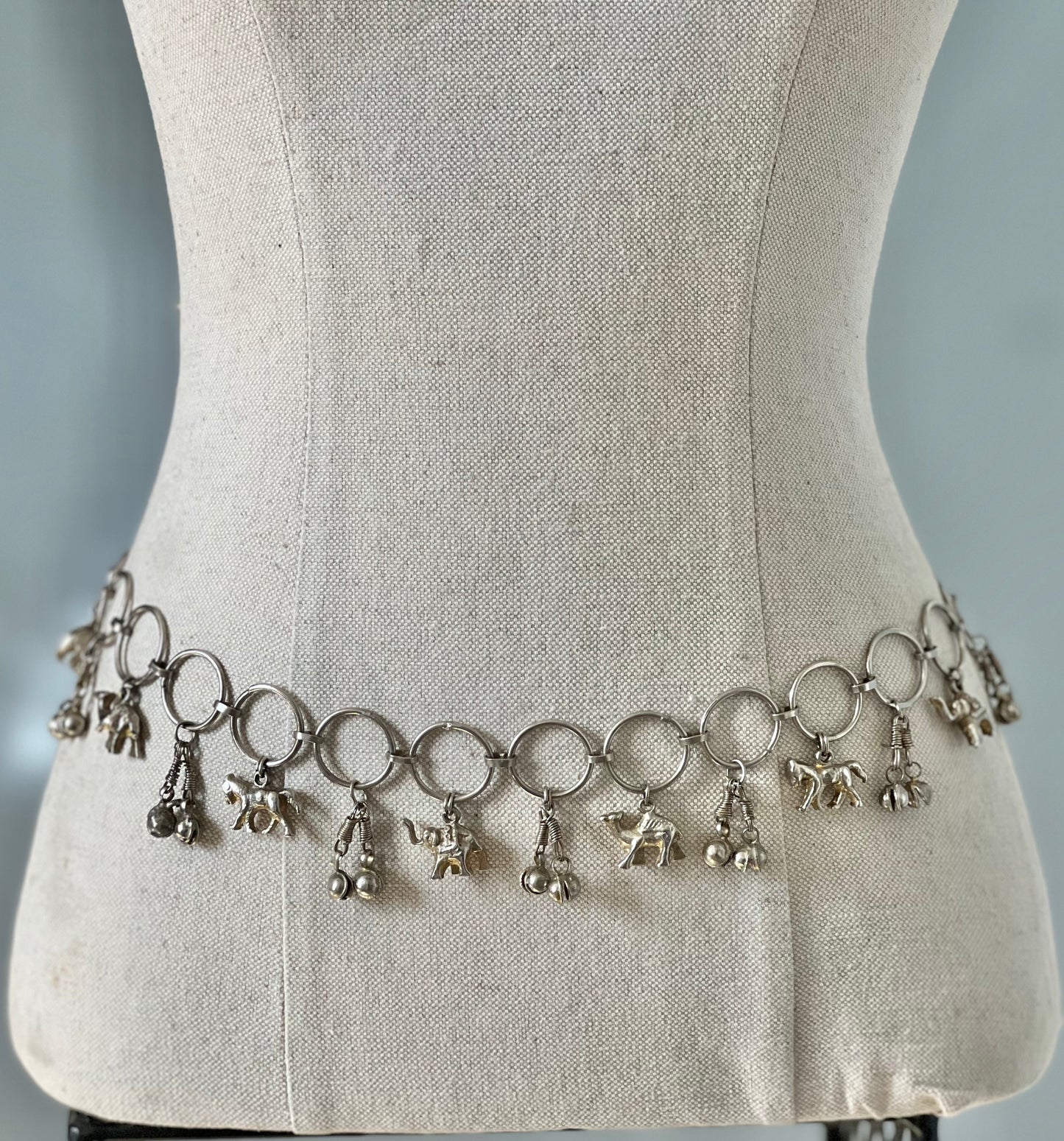 Vintage 1960s Silver Belly Dance Belt with Animal Charms