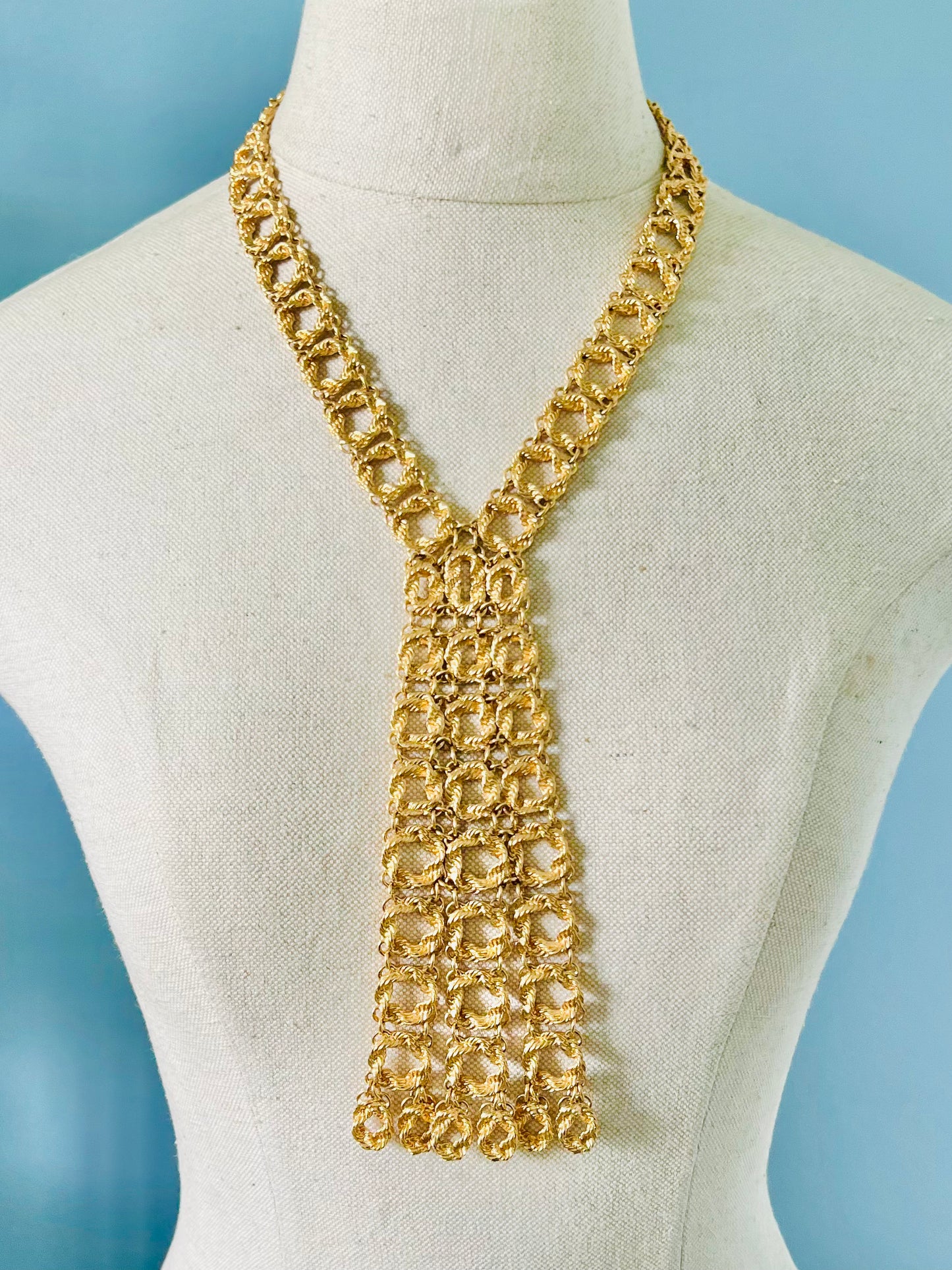 Vintage 1970s Monet Bouclais Gold Statement Necklace