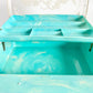 Vintage 1950s Homer Turquoise Marbled Plastic Kittens Jewelry Box