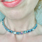 Vintage 1950s Weiss AB Peacock Blue Choker Necklace