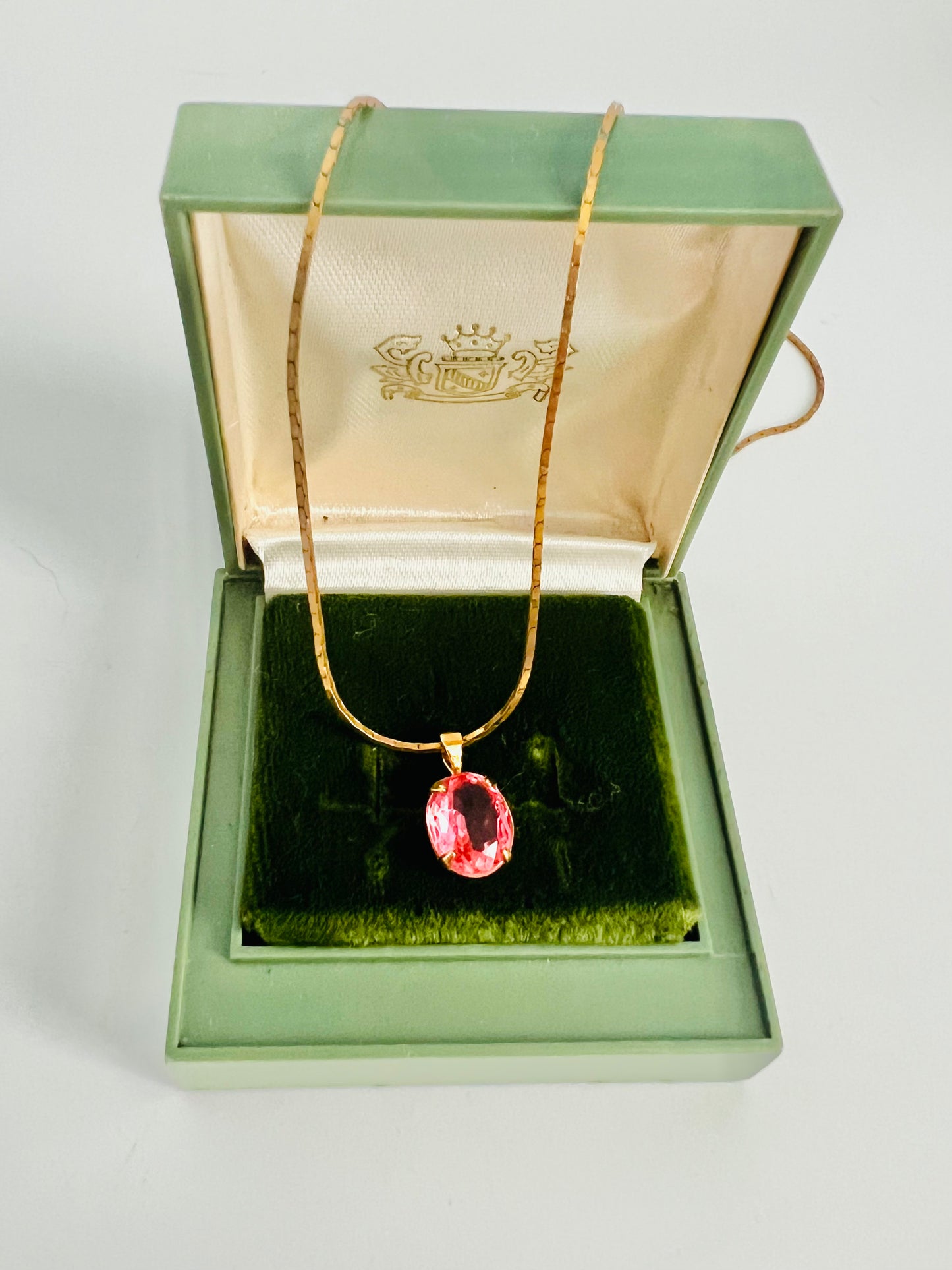 Deadstock Faceted Pink Glass Pendant Necklace