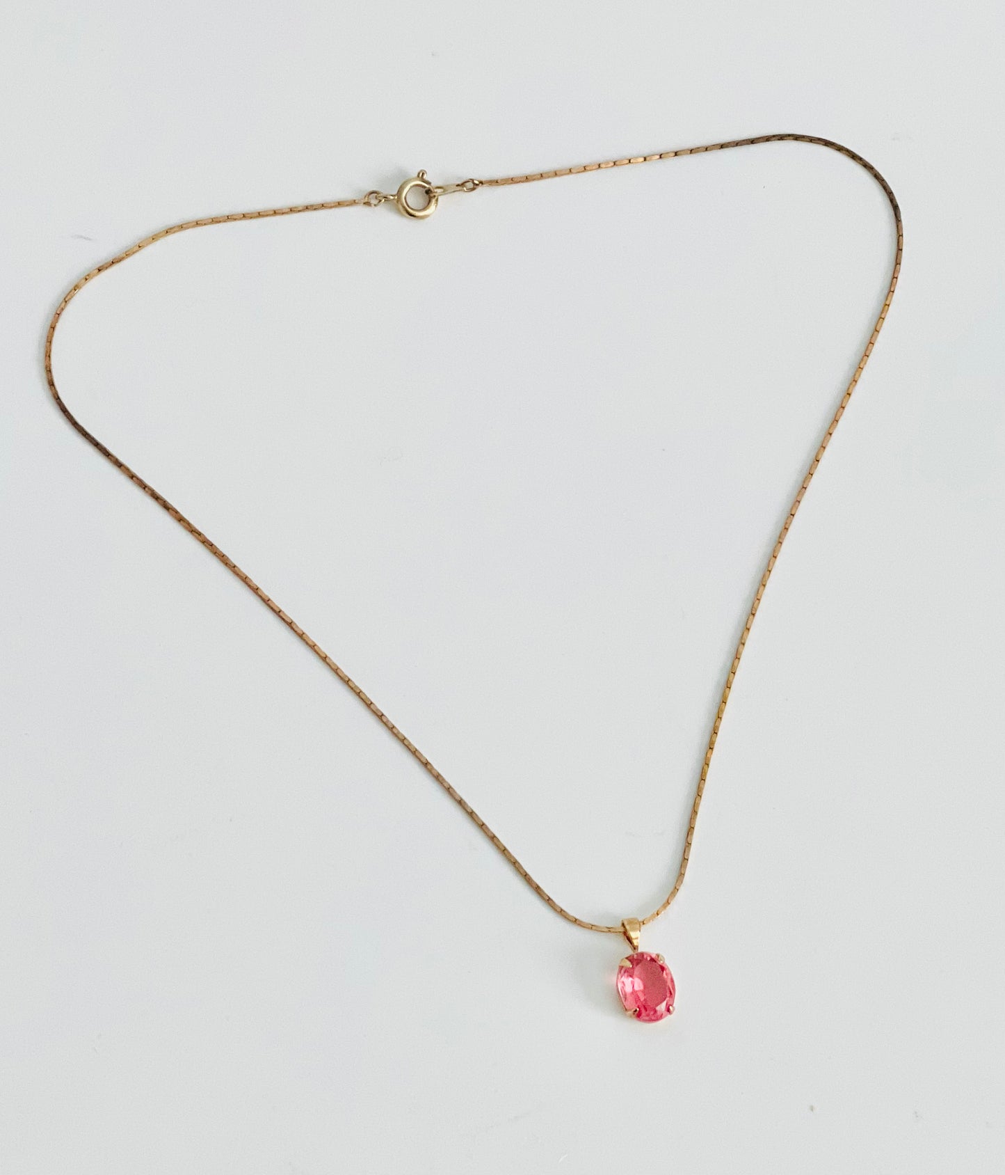 Deadstock Faceted Pink Glass Pendant Necklace