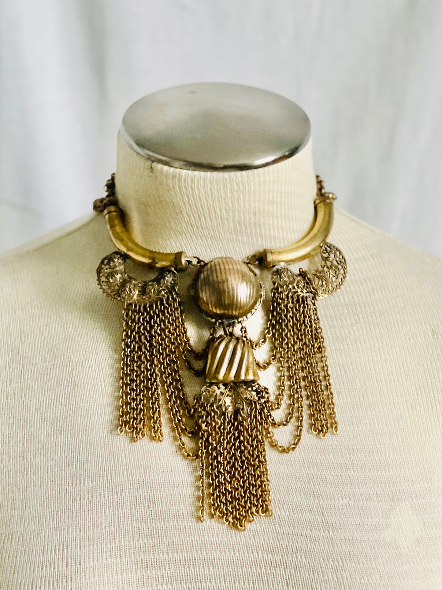 Vintage French 1930s Festoon Filigree Bib Necklace