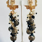 Vintage Massive Gold and Black Statement Clip Earrings