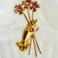 Amazing Vintage Pink Rhinestone Flower Hand Brooch Pin