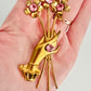 Amazing Vintage Pink Rhinestone Flower Hand Brooch Pin