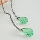 Art Deco Green Czech Faceted Glass Teardrop Lariat Necklace