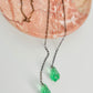 Art Deco Green Czech Faceted Glass Teardrop Lariat Necklace