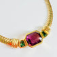Vintage 90s Purple Green and Gold Swarovski Necklace