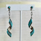 Vintage 1970s Petit Point Zuni Turquoise Sterling Silver Spiral Earrings