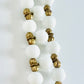 Rare Vintage Castlecliff White Milk Glass and Gold Filigree Statement Necklace