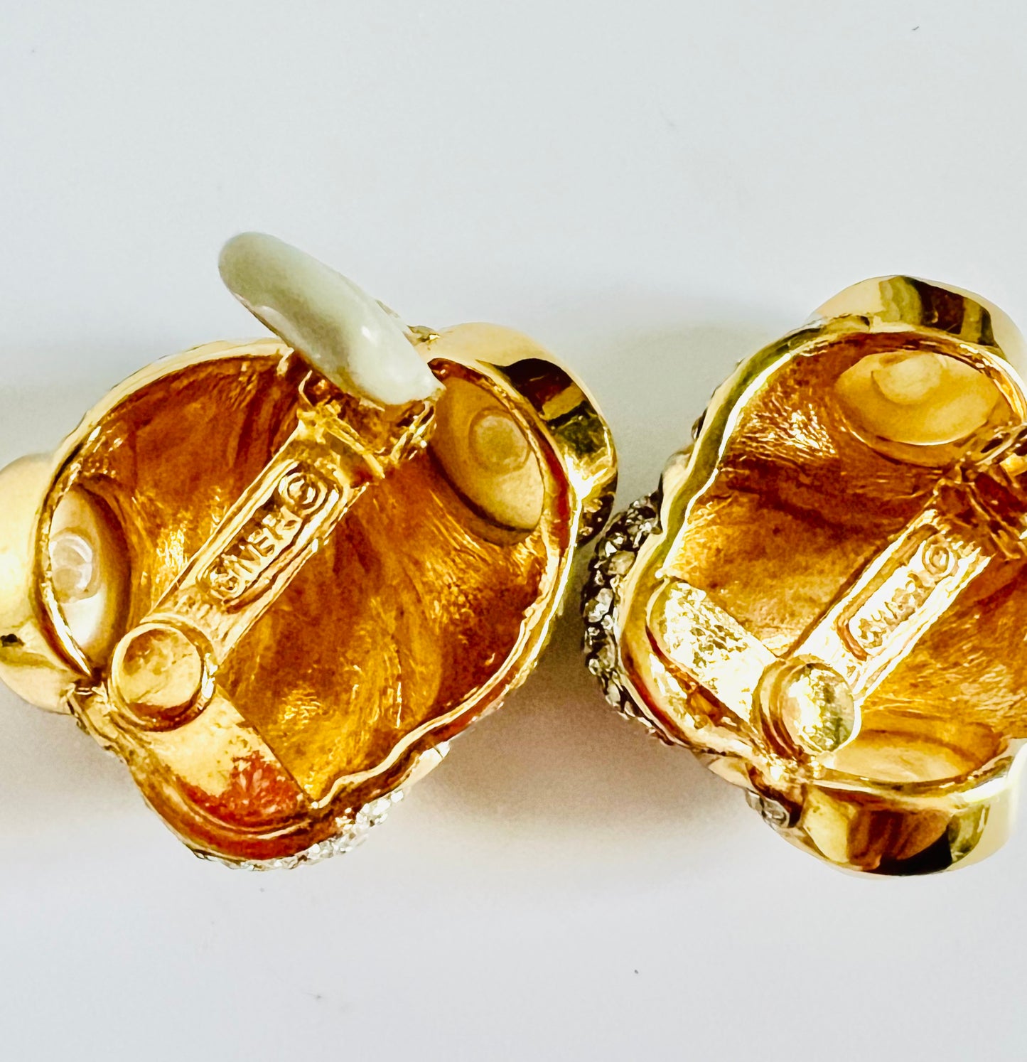Vintage Ciner Baroque Pearl Pave Rhinestone Clip Earrings