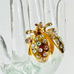 Vintage Lucite Belly Rhinestone Ladybug Adjustable  Ring