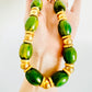 Vintage Green Bakelite Gold Bead Necklace