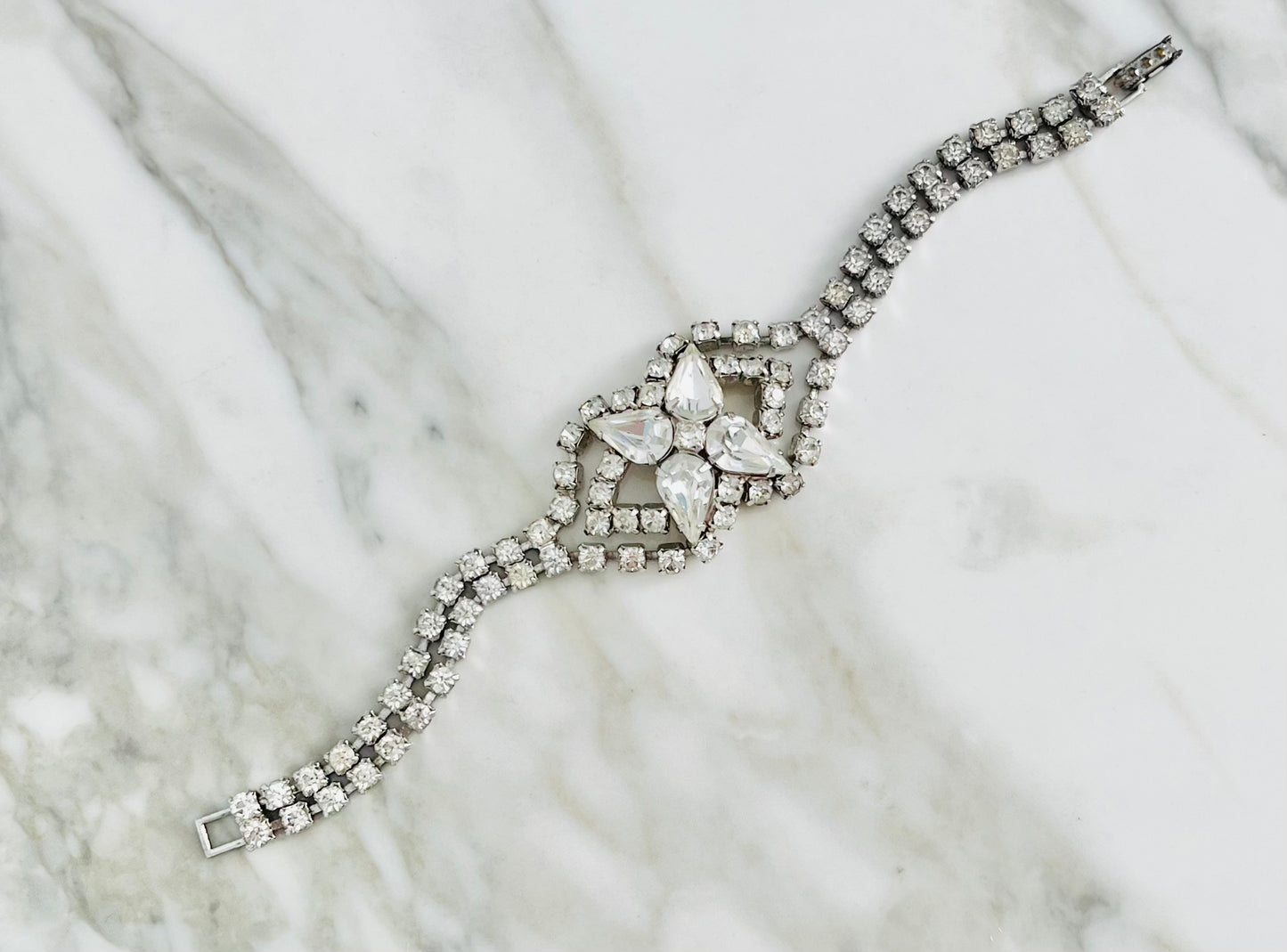 Vintage MidCentury Art Deco Inspired Rhinestone Cocktail Bracelet