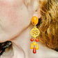 Vintage 1990s Les Bernard Gold Pierced Chandelier Earrings