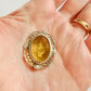 Vintage Reverse Carved Glass Floral Mini Scalloped Brooch