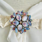 Vintage Lilac Glass Opalescent Rhinestone Brooch