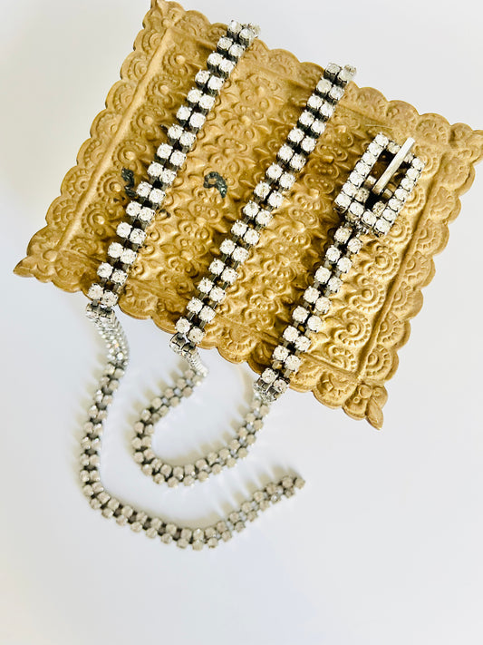 Double Row Disco Rhinestone Belt with Buckle