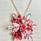 Vintage 1960s Aurora Borealis Pink Regency Brooch Necklace