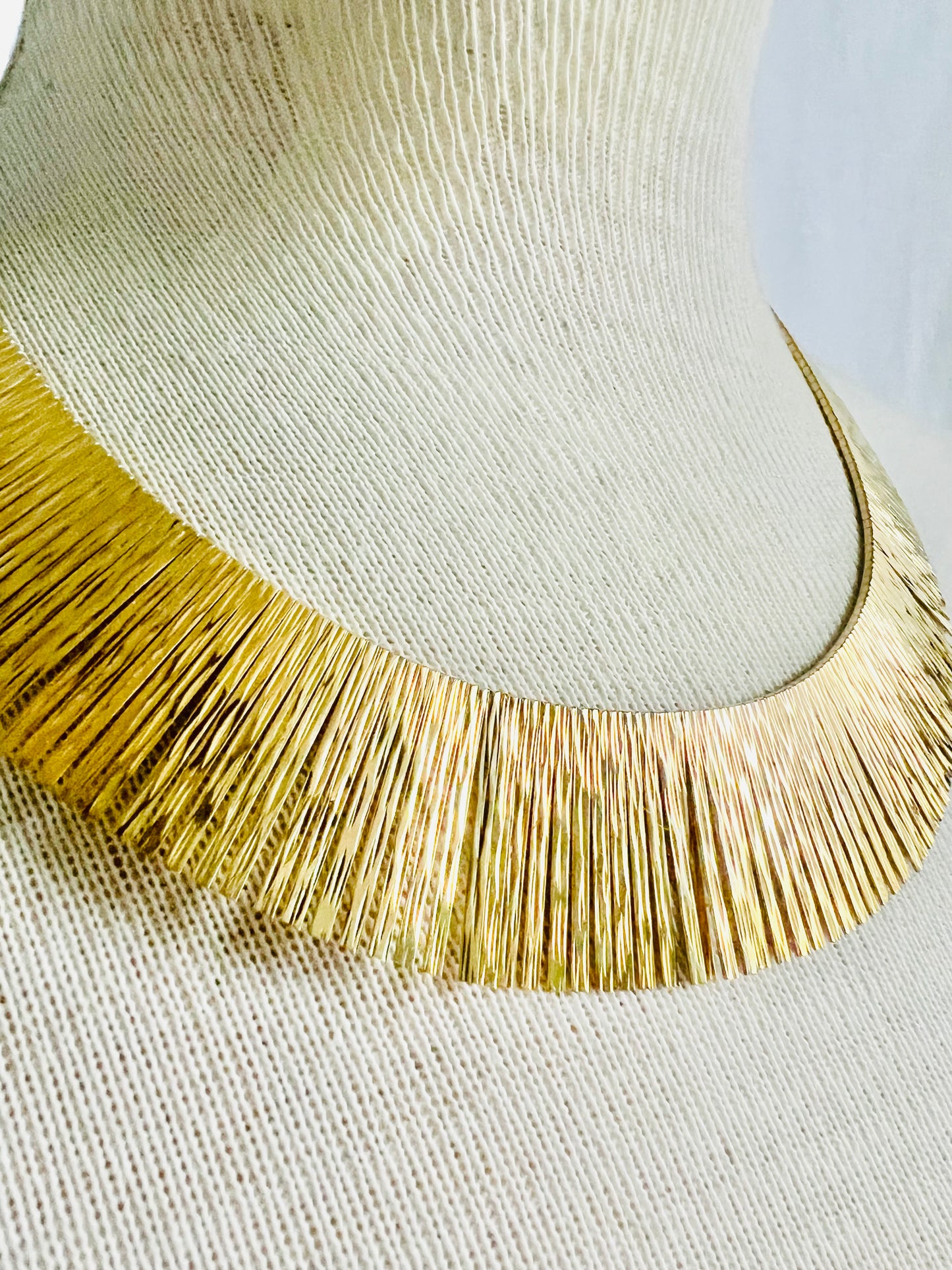Gold Over Sterling Vermeil Cleopatra Style Italian Collar Necklace