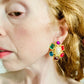 Vintage 1980s Gem Colored Gripoix Style Clip Earrings