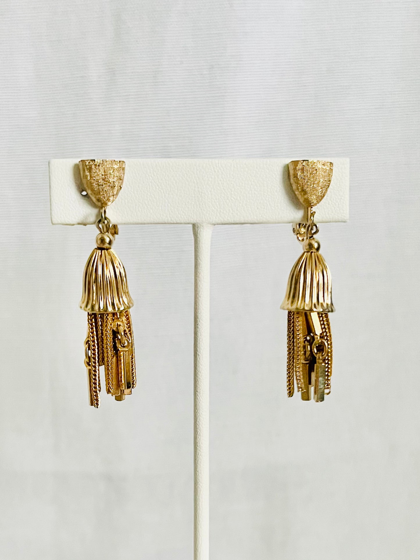 Vintage 1960s Gold Vendome Tassel Clip Earrings