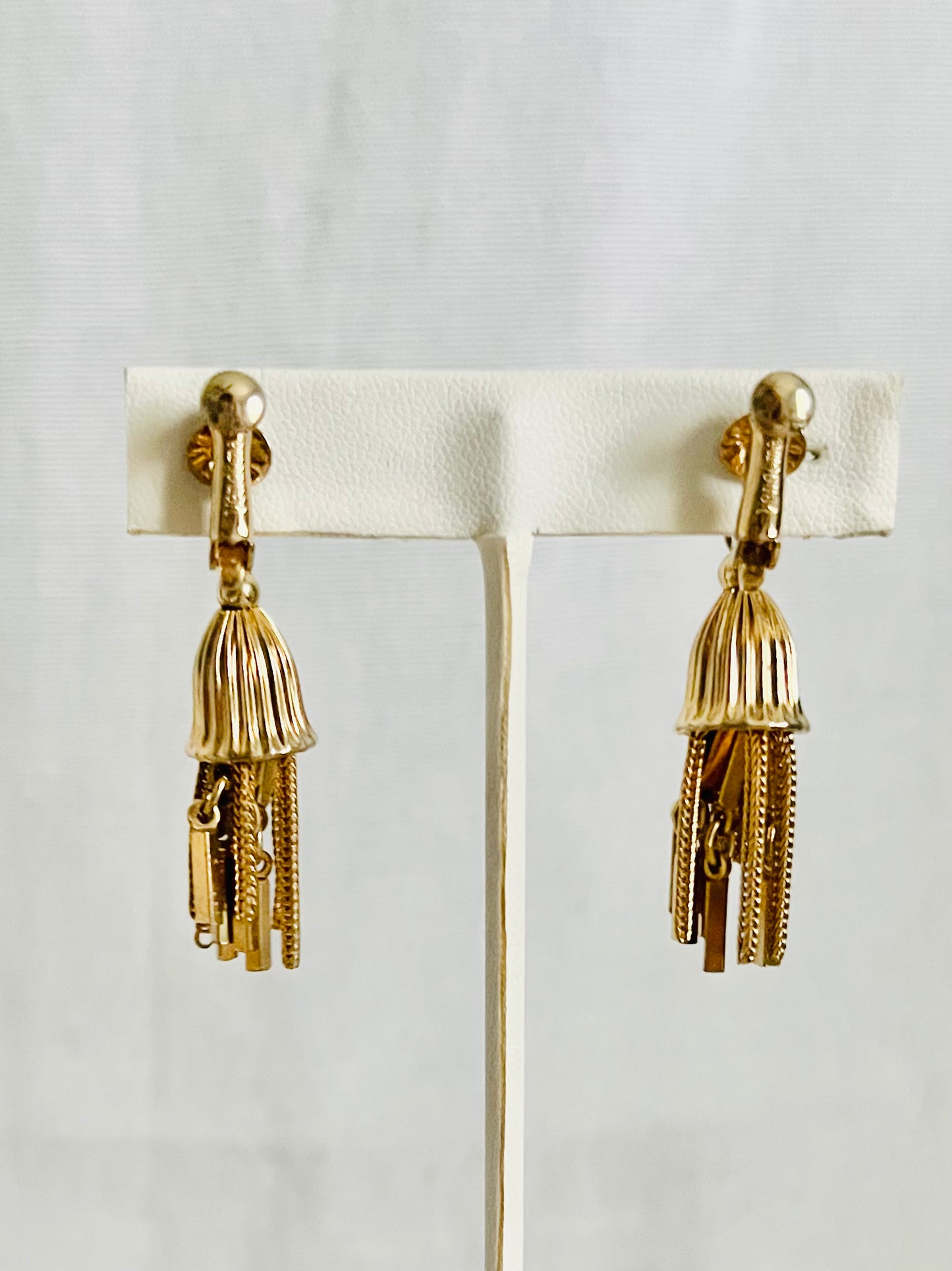 Vintage 1960s Gold Vendome Tassel Clip Earrings