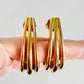 Vintage Shiny Gold 1990s Half Hoop Pierced Earrings