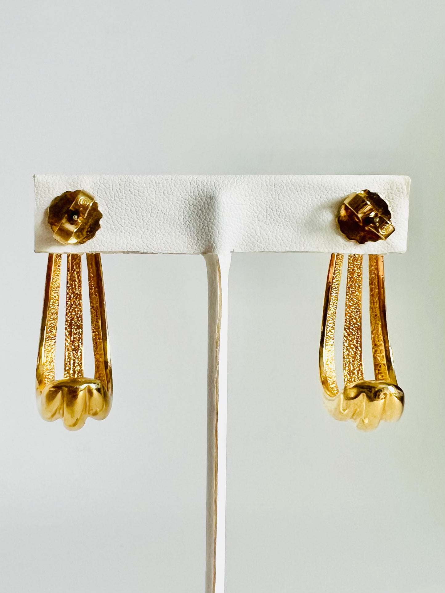 Vintage Shiny Gold 1990s Half Hoop Pierced Earrings