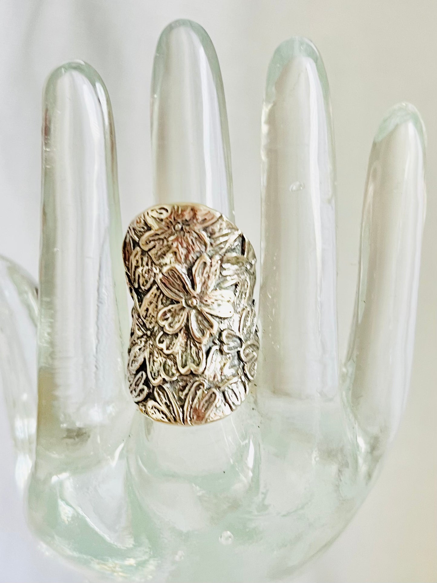 Vintage Sterling Silver Israeli Floral Ring