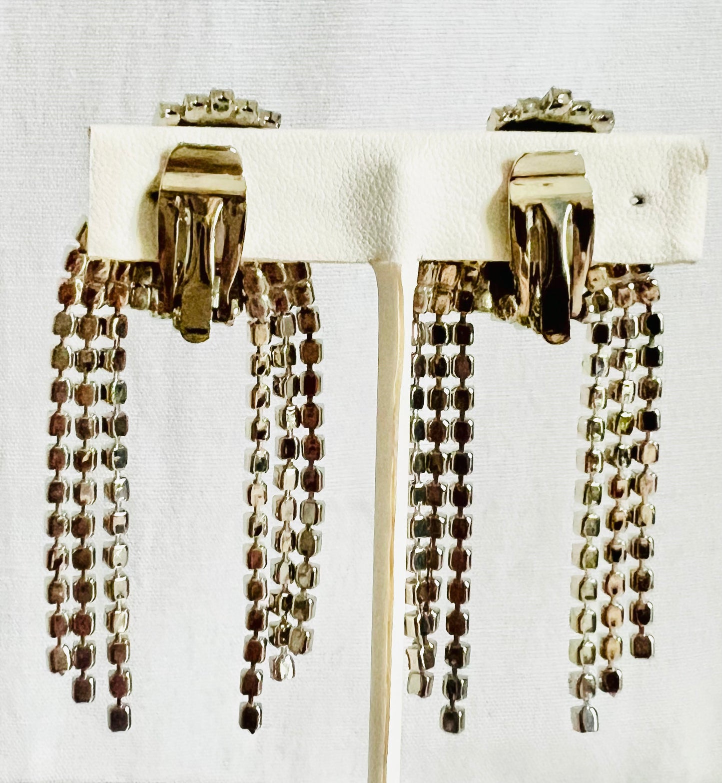 Vintage Massive Sparkling Rhinestone Clip Earrings
