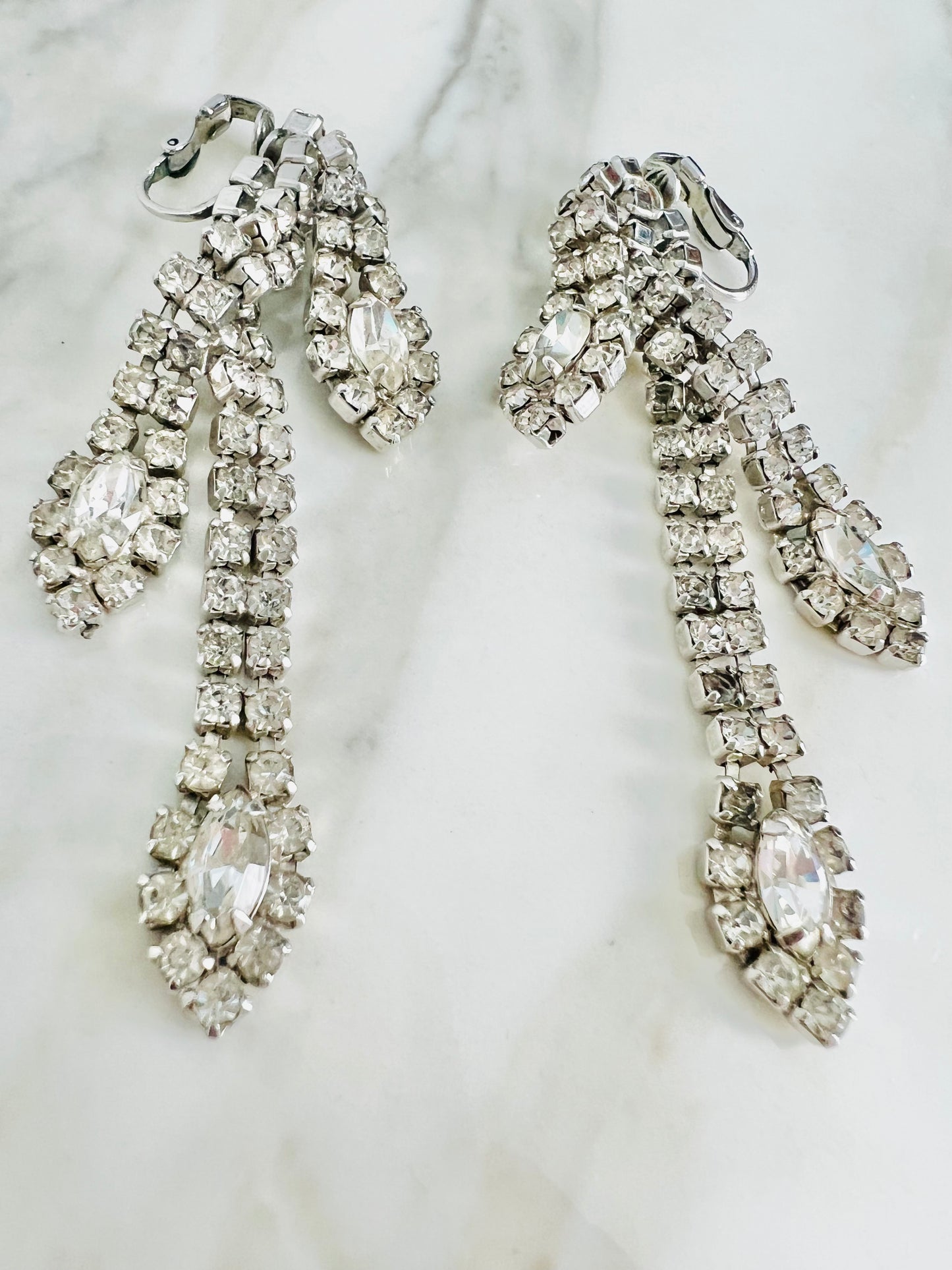 Vintage Triple Layer Rhinestone Sparkling Earrings
